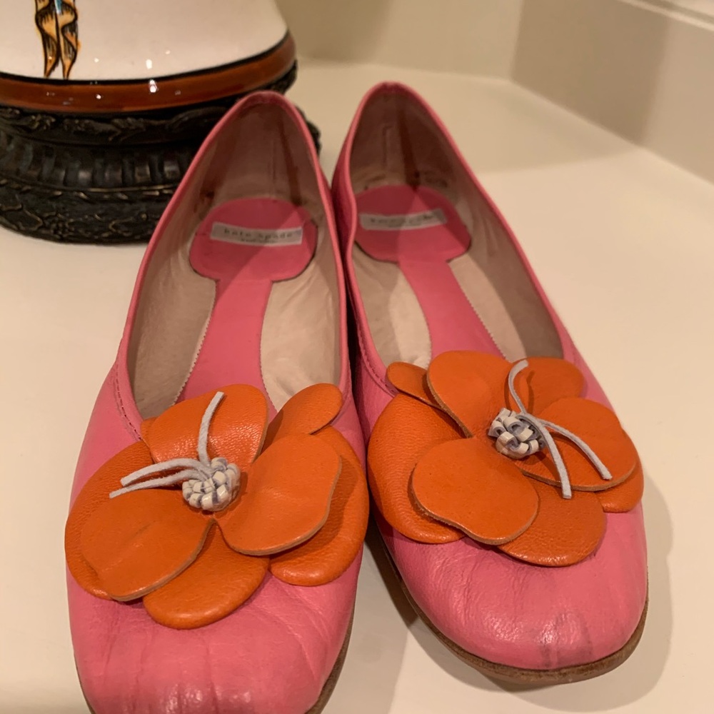 Kate Spade Classic Pink & Orange Flower Flats 9M